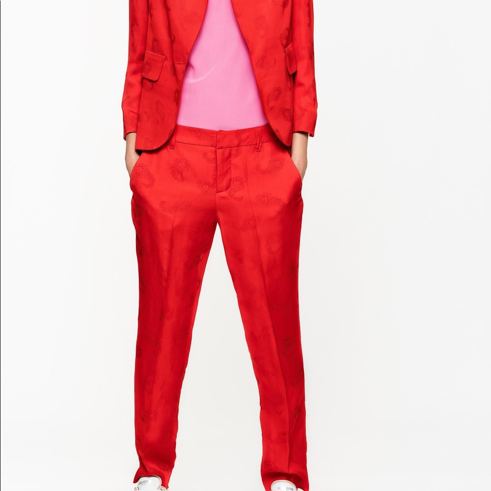 COPY - Zadig & Voltaire Prune Jacquard Paisley Pants Red